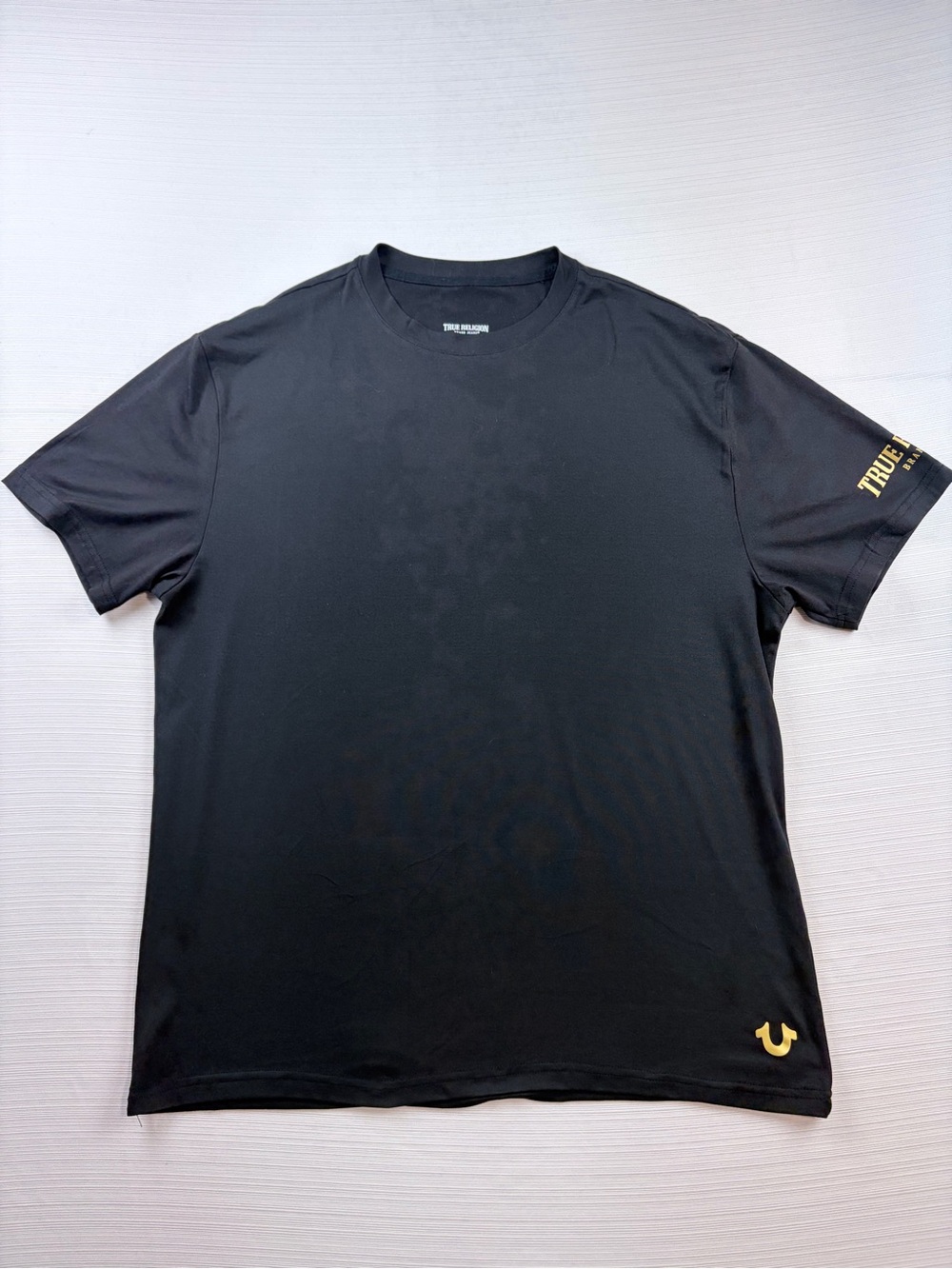 True Religion Black T-Shirt with Gold Logo Accents